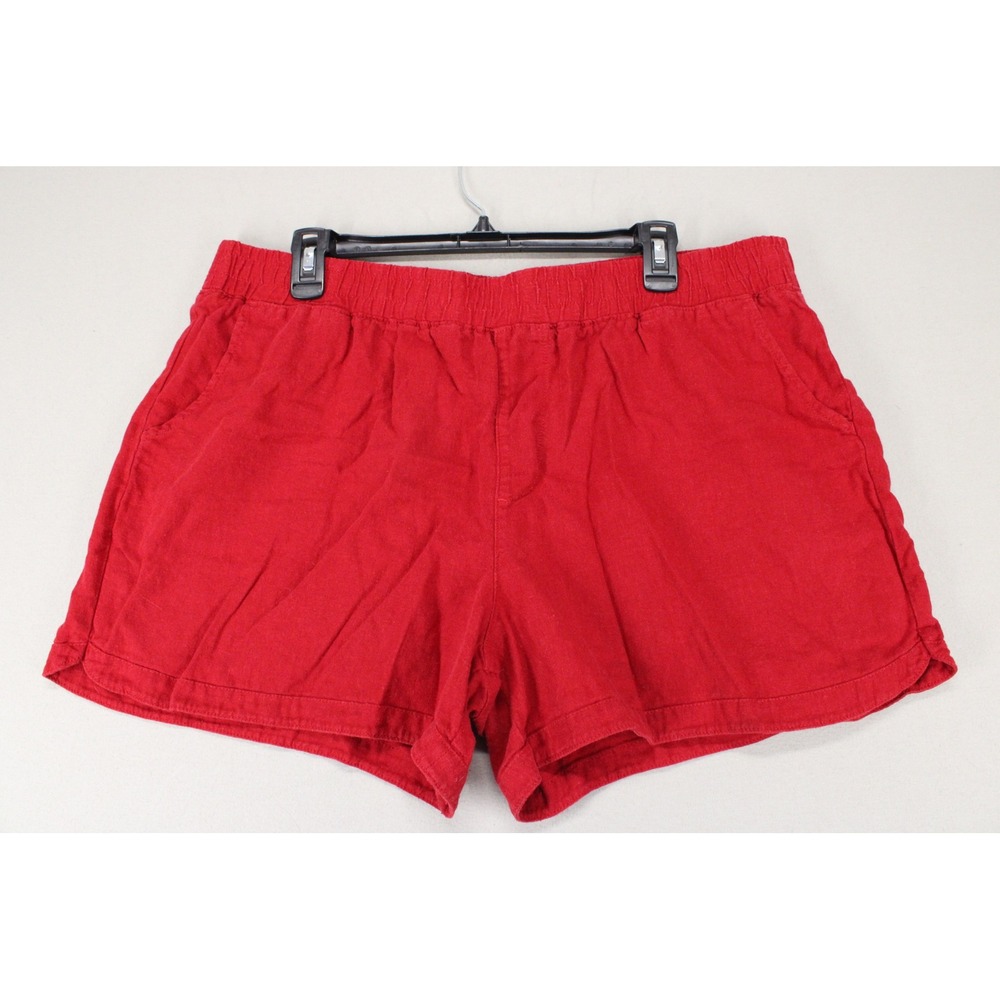 Maurices Shorts Womens XL Red Linen Blend Elastic Waist Casual Coastal Boho